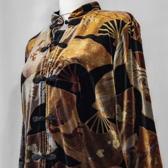 Vintage 90s Black & Gold Velvet Cardigan - Picture 4 of 6